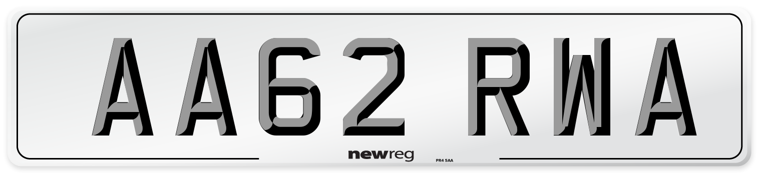 AA62 RWA Number Plate from New Reg